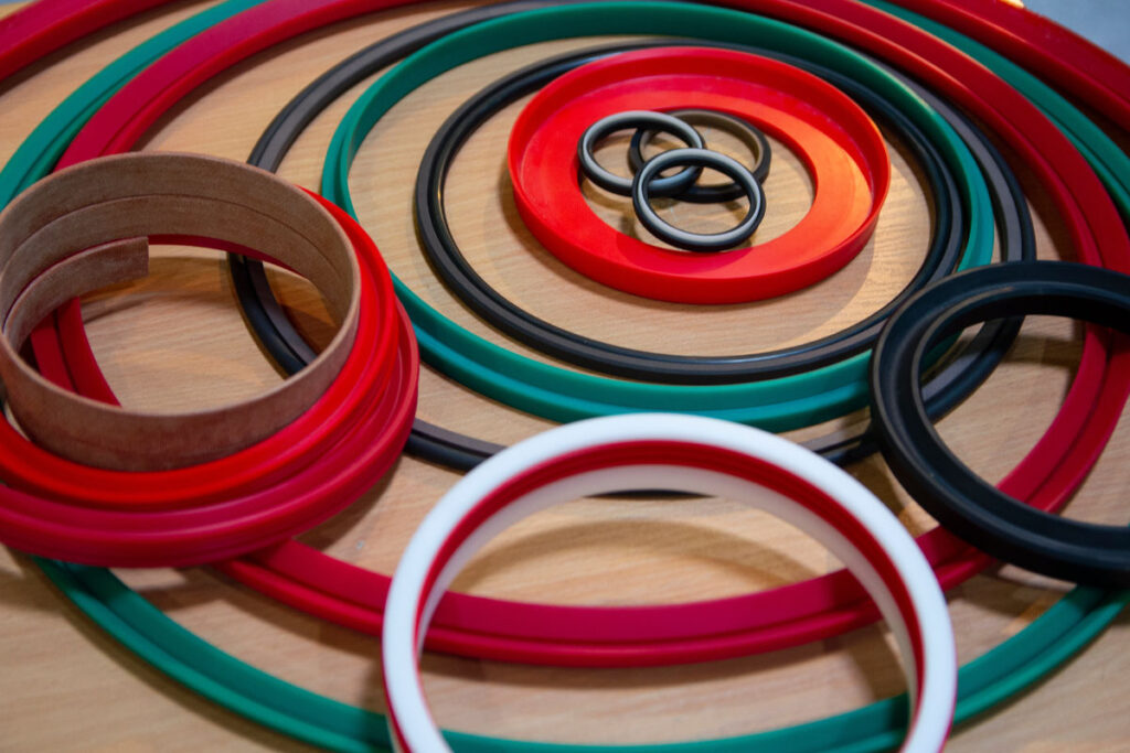 Various rubber products and sealing products at the exhibition stand. Industry